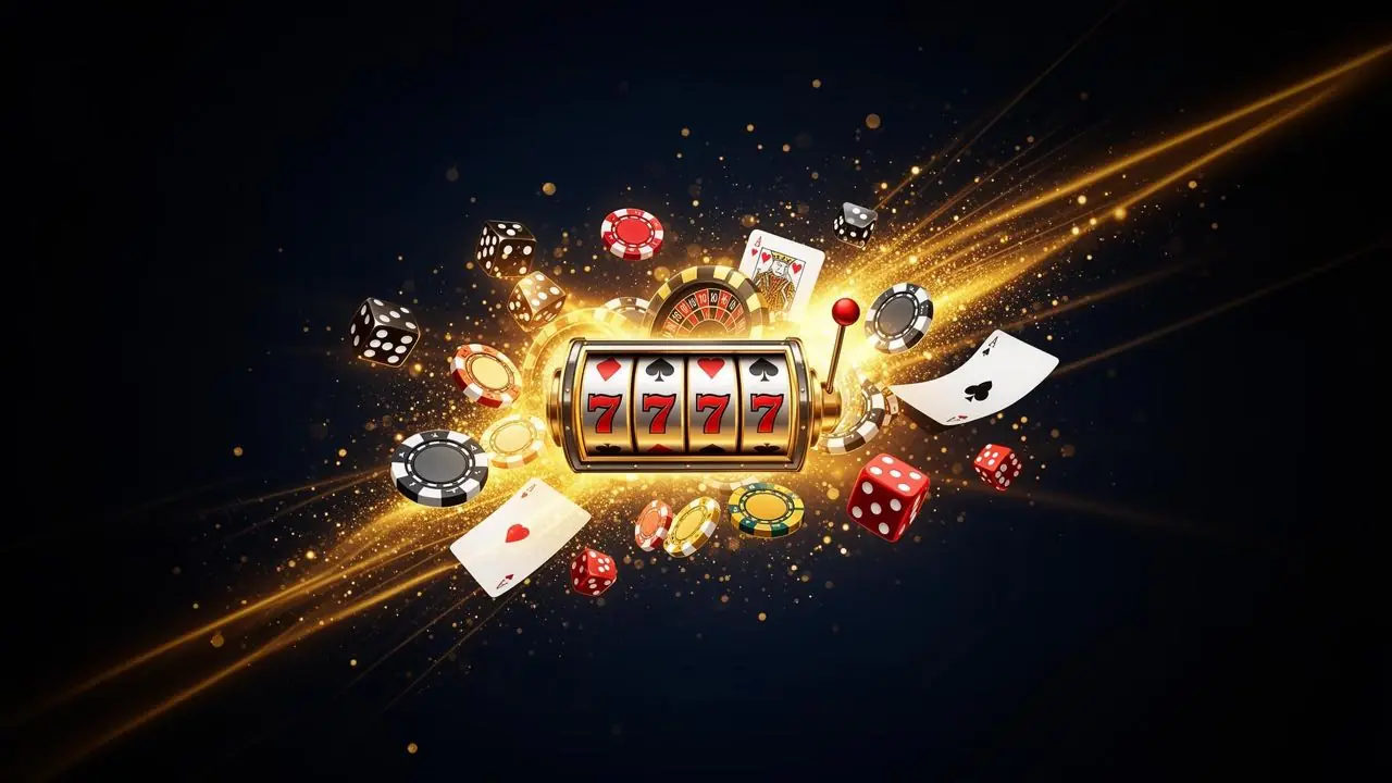 Gaming background featuring casino and slot games
